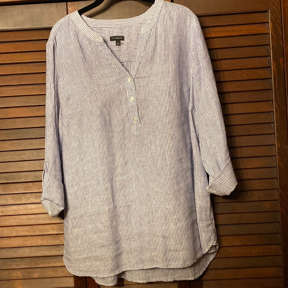 Talbots 100% Cotton NWOT Pullover Tab Front Buttons Tunic/Blouse